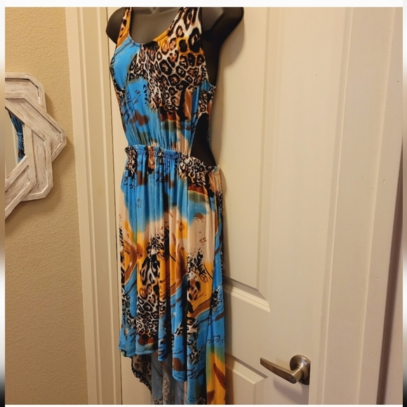 NWOT Vibrant Animal Print High-Low Dress Xl 1x - Picture 2 of 5